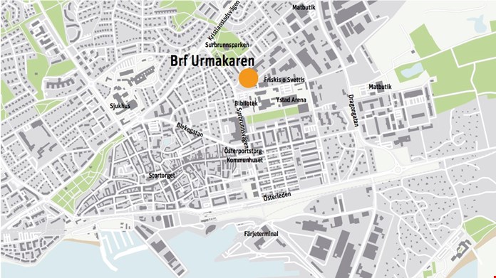 Karta över Ystad